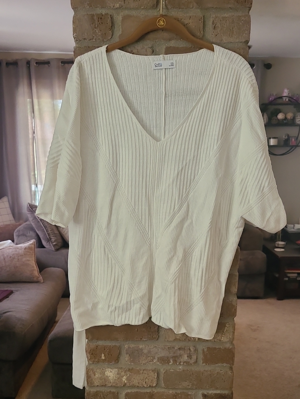 croft & barrow Lightweight White Short Sleeved Summer Sweater